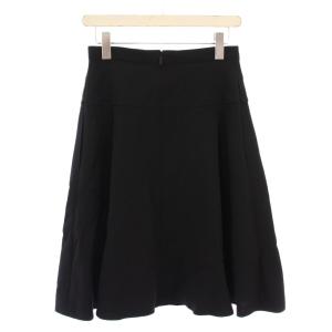 René 22年製 フレアスカート ひざ丈 ストレッチ フェイクパール 装飾 34 黒 ブラック /BB
