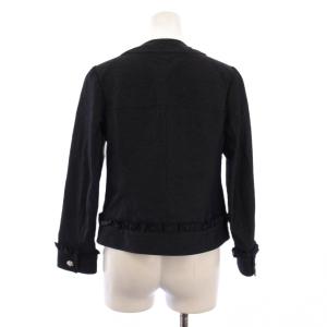 René 23年製 ノーカラージャケット アウター ショート丈 ストレッチ 34 紺 ネイビー /BB
