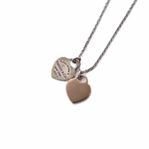 ダブルハートネックレス ペンダント 925 シルバーカラー /KH OH