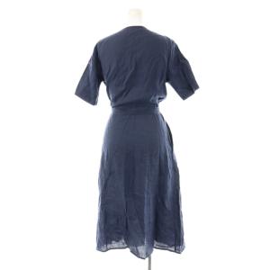 MARGARET HOWELL ワンピース 半袖 ロング Vネック リネン 1 紺 /NR