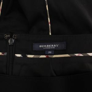 BURBERRY LONDON フレアスカート ひざ丈 ワンカラー ノバチェック 38 黒 ブラック /BB