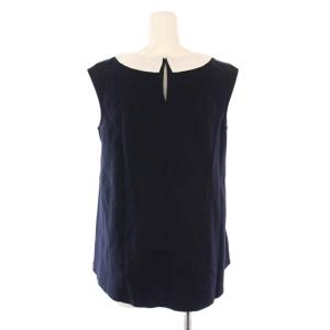 René basic カットソー ノースリーブ レギュラーカラー ストレッチ フェイクパール 装飾 バイカラー 34