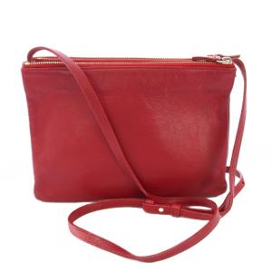 CELINE フィービー期 トリオラージ ショルダーバッグ レザー 赤 レッド /TK OH
