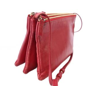 CELINE フィービー期 トリオラージ ショルダーバッグ レザー 赤 レッド /TK OH