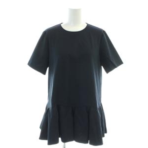 シャツ ブラウス 半袖 36 黒 ブラック 裾フレア /AP