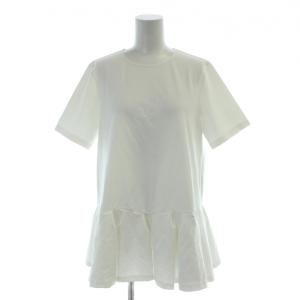 シャツ ブラウス 36 白 ホワイト 半袖 裾フレア /AP
