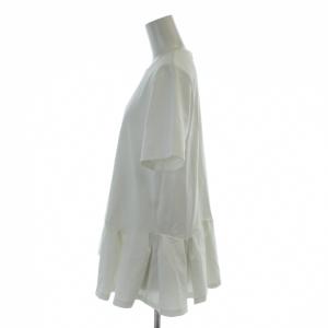 M-Premier BLACK シャツ ブラウス 36 白 ホワイト 半袖 裾フレア /AP