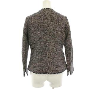 Theory CARMEL FEMININE SLIM JKT ノーカラージャケット ツイード 0 紺 ネイビー ピンク