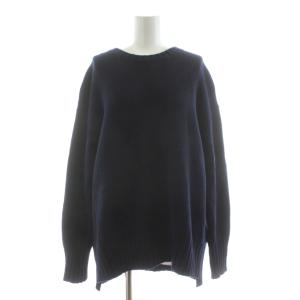 22AW ラムカシミヤ クルーネックプルオーバー ニット セーター 長袖 ウール S 紺 ネイビー 12022402310