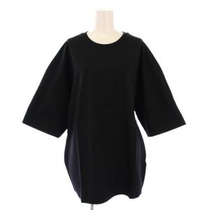 24SS ビッグTシャツ 半袖 クルーネック 無地 ストレッチ ワンカラー F 黒 ブラック タグ付き