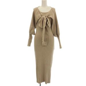 21SS 2点セット リブニット ワンピース ロング ボレロ F ベージュ /G