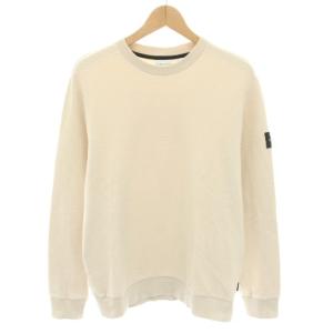 クルーネックスウェットプルオーバー トレーナー 長袖 ロゴパッチ M アイボリー 黒 ブラック K108927