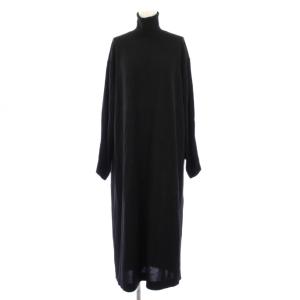 23AW glowwool ニットタートルワンピース タイト マキシ ロング 長袖 ウール 無地 ワンカラー