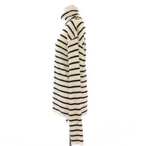 Deuxieme Classe 24AW rib リブタートル ニット 長袖 ストレッチ ウール バイカラー ボーダー柄 F 黒 ブラック