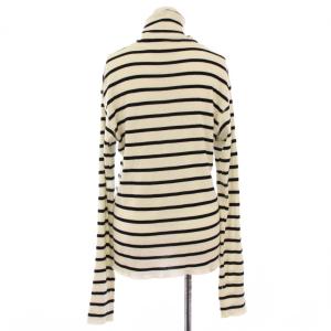 Deuxieme Classe 24AW rib リブタートル ニット 長袖 ストレッチ ウール バイカラー ボーダー柄 F 黒 ブラック