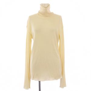 リブニット セーター 長袖 タートルネック 薄手 ストレッチ ウール F アイボリー /BB