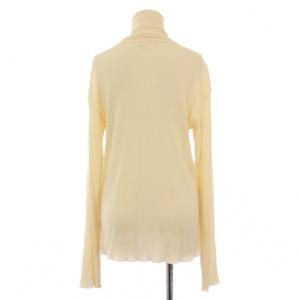 Deuxieme Classe リブニット セーター 長袖 タートルネック 薄手 ストレッチ ウール F アイボリー /BB