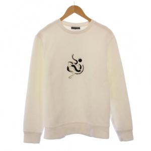 スウェット トレーナー 長袖 クルーネック ストレッチ 刺繍 ワンポイント M 白 ホワイト /BB