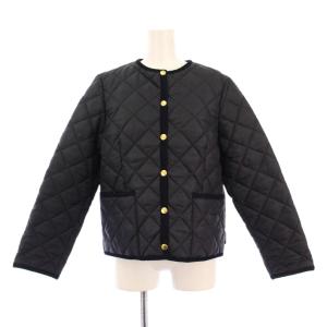 ARKLEY キルティングジャケット 中綿 ノーカラー アウター ショート丈 ワンカラー 36 黒 ブラック