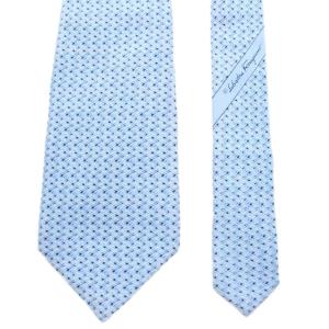 Salvatore Ferragamo ワイドタイ ネクタイ 総柄 シルク 絹 水色 ライトブルー /AN32 OH