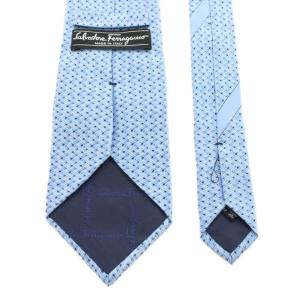 Salvatore Ferragamo ワイドタイ ネクタイ 総柄 シルク 絹 水色 ライトブルー /AN32 OH