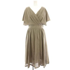 THE SHOP ワンピース 半袖 カシュクール マキシ ロング 40 ベージュ M8J05-791-78