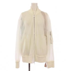 ブルゾン ジャケット アウター ショート丈 ナイロン ジップアップ メッシュ オーバーサイズ XS 白