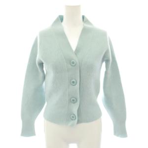ラクーンカシミヤVネックカーディガン ニットカーディガン 長袖 カシミヤ混 F 水色 ライトブルー 12-109-12-100390