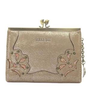 ANNA SUI 財布 がま口 小銭入れ チャーム ベージュ /AN23