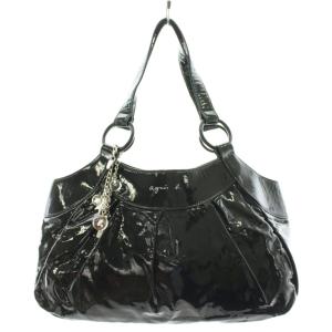 ハンドバッグ チャーム エナメル 黒 ブラック /AN11