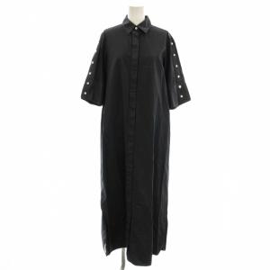 シャツワンピース 半袖 ロング ワンピース 36 ネイビー 紺 /G