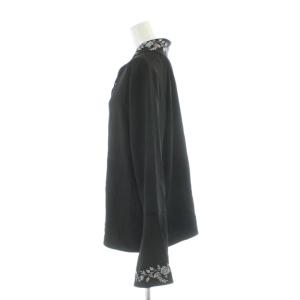HARE カットソー ブラウス F 黒 ブラック 長袖 刺繍襟 Vネック /AP