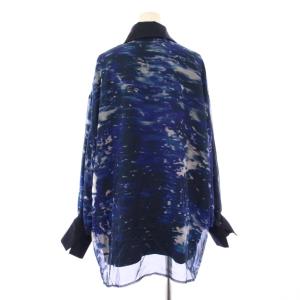 HARE シャツ ブラウス 長袖 レギュラーカラー 総柄 F 紺 ネイビー 青 ブルー /BB