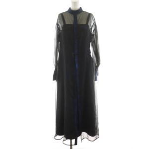 ワンピース ロング丈 シアー シースルー 刺繍 F 黒 ブラック 青 ブルー HAL07017ST /AN80