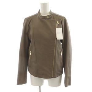 ソフトラムレザーライダースブルゾン レザージャケット 革ジャン 羊革 40 茶 ブラウン 21011240503140