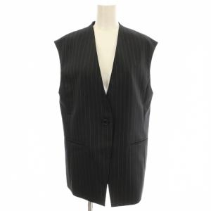 24AW ストライプツイルストレッチVカラージレ ベスト 38 黒 ブラック 24010240516030