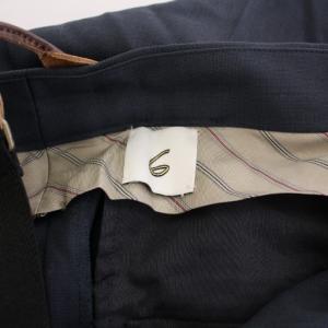 6 ROKU BEAUTY&YOUTH タックオーバーパンツ スラックス ジップフライ ワンカラー 無地 ウール サスペンダー付き 36 紺 ネイビー