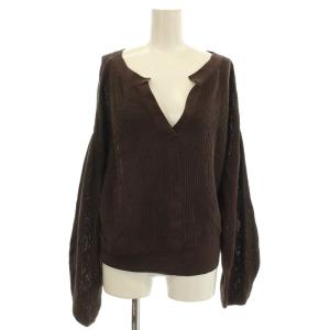 25SS Crisp Cotton Relax プルオーバー ニット Vネック 長袖 F 茶 ブラウン
