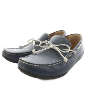 デッキシューズ リボン レザー 26.5cm 紺 ネイビー NC19A /AN1