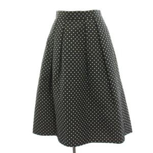 星柄ジャガードフレアスカート フィッシュテール タック ロング ミモレ 38 黒 ブラック 101827-11-700-95-380
