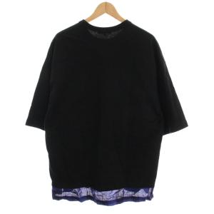 COMME des GARCONS HOMME AD2021 Tシャツ カットソー 半袖 M 黒 ブラック レイヤード 裾チェック HI-T016 /YM