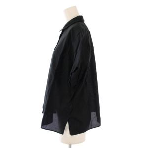 MARGARET HOWELL シャツ ブラウス 半袖 レギュラーカラー 無地 ワンカラー 1 黒 ブラック /BB