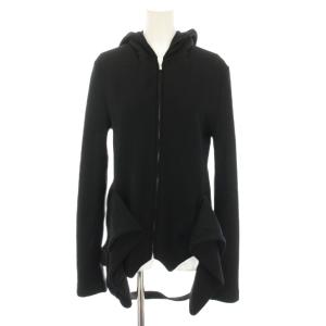 ヨウジヤマモト ニットジップアップパーカー 長袖 変形 アシンメトリー 3 黒 ブラック RE-T35-177