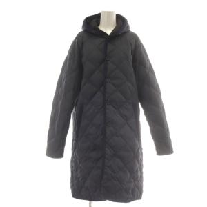 ダウンコート キルティング ロング フード付き M 紺 ネイビー /AU