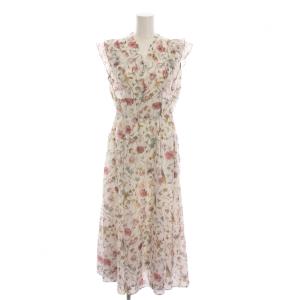 24AW ボタニカルローンプリントラッフル袖 ワンピース 36 ホワイト