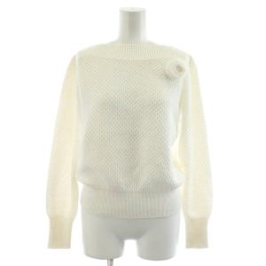 24SS スパングルタックボート プルオーバー ニット カットソー 長袖 スパンコール 36 白 ホワイト