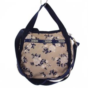 ハンドバッグ ショルダーバッグ 2WAY 花柄 ナイロン グレー ネイビー /BM