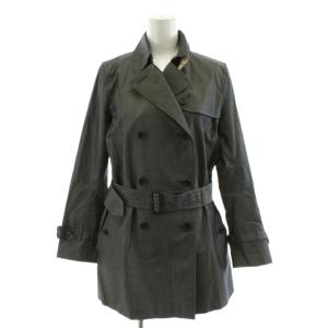 トレンチコート ミドル丈 裏地チェック柄 ベルト付き 36 グレー FRA43-122 /AN42