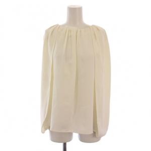 22AW コンパクトサテンタック ケープ ブラウス シャツ ノースリーブ 36 アイボリー /BM