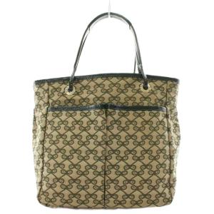 トートバッグ ハンドバッグ 総柄 エナメル キャンバス ベージュ 黒 ブラック /AN18